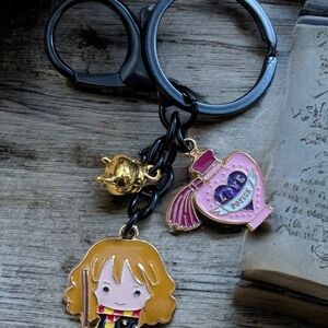 Charming Keychain with Character and Heart Charms
